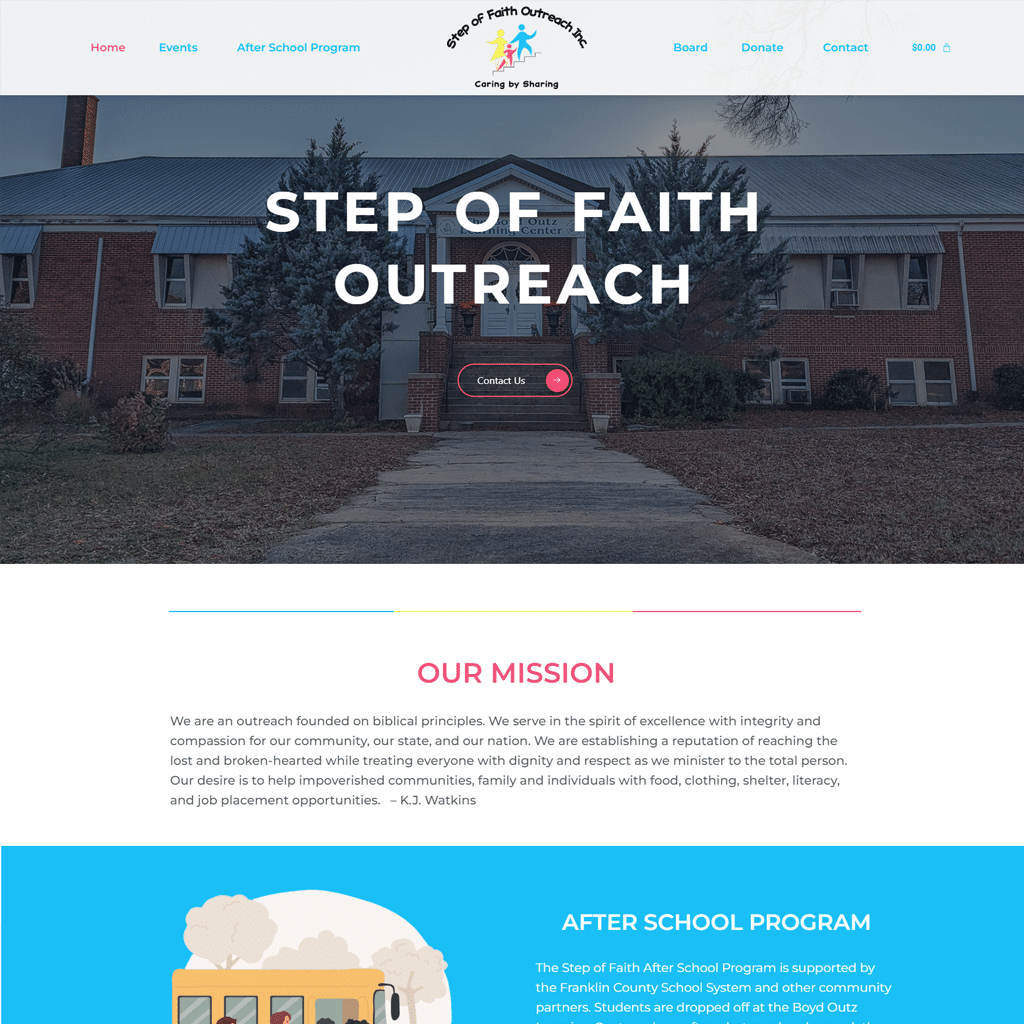 Step of Faith Outreach Non Profit Website